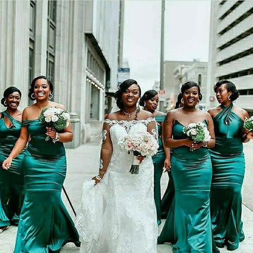Emerald Green Mismatched Mermaid Long Bridesmaid Dress, BD3153