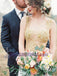 Custom Long Gold Stunning Chiffon Soft  Side Split Pretty Wedding dresses, Bridals Dress, PD0614