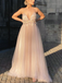 Floral Spaghetti Strap Sweetheart A-line Tulle Long Prom Dress, PD2368