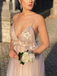 Floral Spaghetti Strap Sweetheart A-line Tulle Long Prom Dress, PD2368