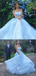 Elegant Ice Blue Fairytale Floral A-line Long Tulle Prom Party Dress, PD3095