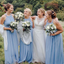 Halter Baby Blue Long A-line Chiffon Elegant Cheap Bridesmaid Dress, BD3042