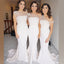 Ivory Strapless Illusion Straight-across Mermaid Long Bridesmaid Dress, BD3127