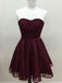 Sweetheart Cute Simpe Maroon Short Lace Homecoming Dresses, CM491