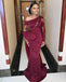 Mismatched Burgundy Sexy Mermaid Lace Top Unique Long Bridesmaid Dress, BD3217