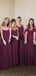 Mismatched Mulberry Cheap A-line Long Bridesmaid Dresses, BD3215