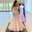 Pearl Pink Strapless Sexy Lace Sweetheart Mermaid Trumpet Long Prom Dress, PD3418