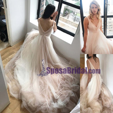 V Neck Simple Soft Fashion New Unique Fashion Handmade High Quality Prom Dresses,  PD0661