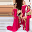 Red Tie Up Straps Sweetheart Side-slit Mermaid Long Tail Bridesmaid Dress, BD3242