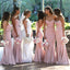 Sexy Pink Mermaid Strapless Open-back Mermaid Long Bridesmaid Dress, BD3121