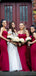 Sexy Red Sweetheart Strapless Mermaid Long Bridesmaid Dress, BD3134