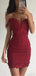 Sexy Wine Red Off-shoulder Mermaid Applique Mini Homecoming Dress, HD3055