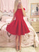 Short Sleeves Simple Cheap Short Red Homecoming Dresses Online, CM534