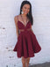 Burgundy  Unique Simple Cheap Short Homecoming Dresses Online, CM528