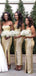 Sparkly Gold Strapless Sweetheart Side-slit Mermaid Bridesmaid Dresses, BD3144