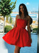 Strapless Red Sexy A-line Short Cheap Homecoming Prom Party Dress, HD3026