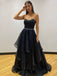 Strapless Sexy Black Sweetheart A-line Simple Long Prom Dress, PD3375