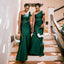 Stylish Emerald Green One-shoulder Mermaid Long Appliques Bridesmaid Dress, BD3270