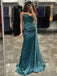 Red And Teal Green Strapless Pleats V-neck Strapless Mermaid Long Bridesmaid Dress, BD3245