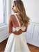 V-neck Spaghetti Strap Sheath Open Back With Cross Bow Tie Long Wedding Dress, WD3035